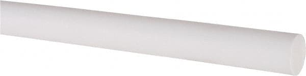 Made in USA - 5' Long, 1/2" Diam, PTFE (Virgin) Plastic Rod - White - Exact Tooling