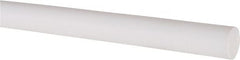 Made in USA - 6' Long, 1/2" Diam, PTFE (Virgin) Plastic Rod - White - Exact Tooling