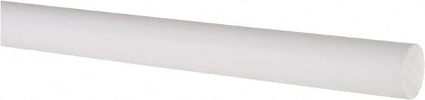 Made in USA - 4' Long, 5/8" Diam, PTFE (Virgin) Plastic Rod - White - Exact Tooling