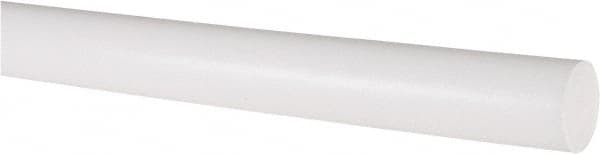 Made in USA - 2' Long, 3/4" Diam, PTFE (Virgin) Plastic Rod - White - Exact Tooling