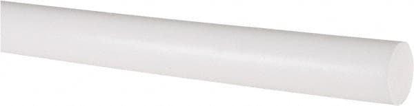 Made in USA - 5' Long, 3/4" Diam, PTFE (Virgin) Plastic Rod - White - Exact Tooling