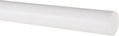 Made in USA - 1' Long, 1" Diam, PTFE (Virgin) Plastic Rod - White - Exact Tooling