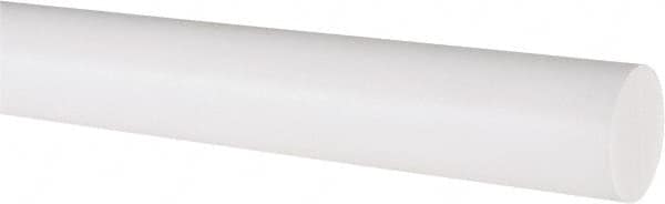 Made in USA - 5' Long, 1" Diam, PTFE (Virgin) Plastic Rod - White - Exact Tooling