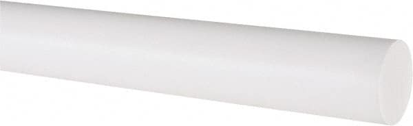 Made in USA - 6' Long, 1" Diam, PTFE (Virgin) Plastic Rod - White - Exact Tooling