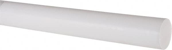 Made in USA - 4' Long, 1-1/4" Diam, PTFE (Virgin) Plastic Rod - White - Exact Tooling