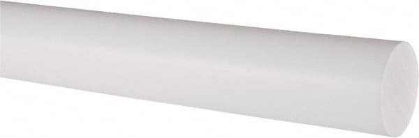 Made in USA - 3' Long, 1-1/2" Diam, PTFE (Virgin) Plastic Rod - White - Exact Tooling