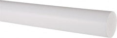Made in USA - 5' Long, 1-1/2" Diam, PTFE (Virgin) Plastic Rod - White - Exact Tooling