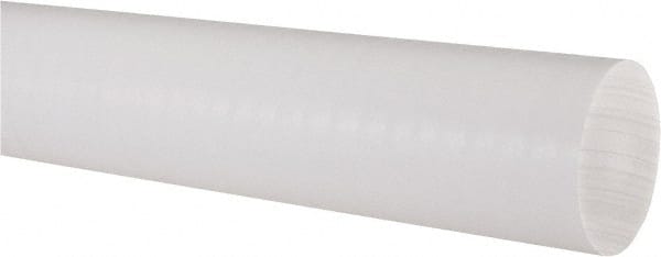 Made in USA - 3' Long, 2" Diam, PTFE (Virgin) Plastic Rod - White - Exact Tooling
