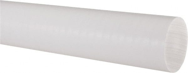 Made in USA - 4' Long, 2" Diam, PTFE (Virgin) Plastic Rod - White - Exact Tooling