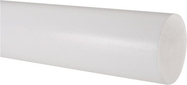 Made in USA - 4' Long, 2-1/2" Diam, PTFE (Virgin) Plastic Rod - White - Exact Tooling