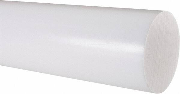 Made in USA - 1' Long, 3" Diam, PTFE (Virgin) Plastic Rod - White - Exact Tooling