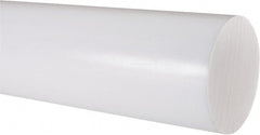 Made in USA - 2' Long, 3" Diam, PTFE (Virgin) Plastic Rod - White - Exact Tooling