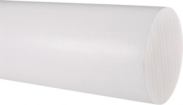 Made in USA - 1' Long, 3-1/2" Diam, PTFE (Virgin) Plastic Rod - White - Exact Tooling