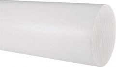 Made in USA - 1' Long, 3-1/2" Diam, PTFE (Virgin) Plastic Rod - White - Exact Tooling