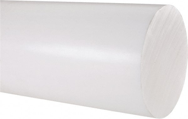 Made in USA - 1' Long, 4" Diam, PTFE (Virgin) Plastic Rod - White - Exact Tooling