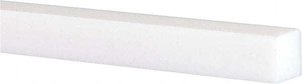Made in USA - 2 Ft. Long x 1/2 Inch Wide x 1/2 Inch High, Virgin PTFE, Square Plastic Bar - White, +0.030 - 0.000 Tolerance - Exact Tooling