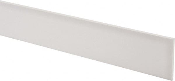 Made in USA - 3 Ft. Long x 2 Inch Wide x 1/8 Inch High, Virgin PTFE, Rectangular Plastic Bar - White, +/- 0.060 Tolerance - Exact Tooling