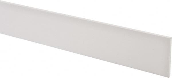 Made in USA - 4 Ft. Long x 2 Inch Wide x 1/8 Inch High, Virgin PTFE, Rectangular Plastic Bar - White, +/- 0.060 Tolerance - Exact Tooling