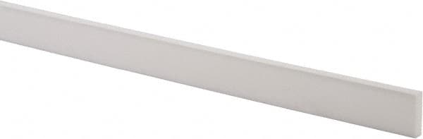 Made in USA - 2 Ft. Long x 1 Inch Wide x 1/4 Inch High, Virgin PTFE, Rectangular Plastic Bar - White, +/- 0.060 Tolerance - Exact Tooling