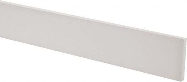 Made in USA - 3 Ft. Long x 2 Inch Wide x 1/4 Inch High, Virgin PTFE, Rectangular Plastic Bar - White, +/- 0.060 Tolerance - Exact Tooling