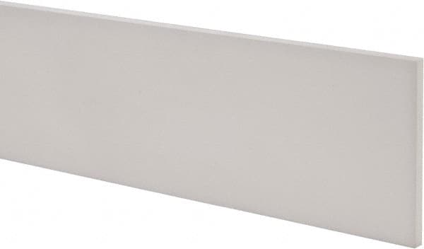 Made in USA - 1 Ft. Long x 4 Inch Wide x 1/4 Inch High, Virgin PTFE, Rectangular Plastic Bar - White, +/- 0.060 Tolerance - Exact Tooling