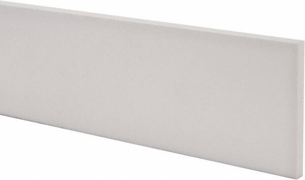 Made in USA - 1 Ft. Long x 4 Inch Wide x 3/8 Inch High, Virgin PTFE, Rectangular Plastic Bar - White, +/- 0.060 Tolerance - Exact Tooling