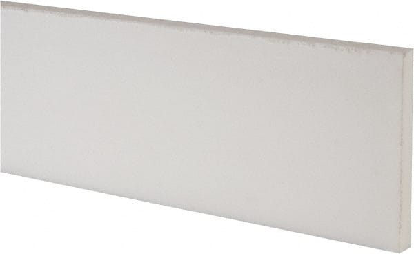 Made in USA - 4 Ft. Long x 4 Inch Wide x 1/2 Inch High, Virgin PTFE, Rectangular Plastic Bar - White, +/- 0.060 Tolerance - Exact Tooling