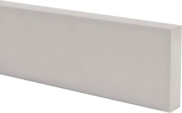 Made in USA - 1 Ft. Long x 4 Inch Wide x 1 Inch High, Virgin PTFE, Rectangular Plastic Bar - White, +/- 0.060 Tolerance - Exact Tooling