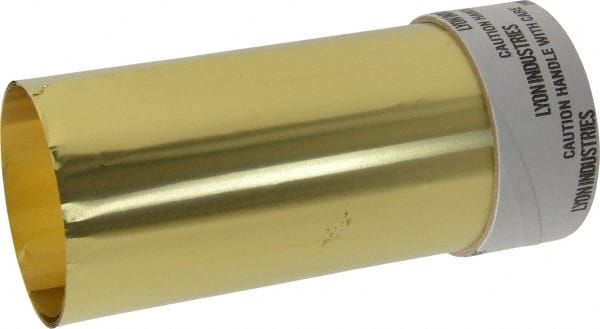 Made in USA - 5 Ft. Long x 6 Inch Wide x 0.001 Inch Thick, Roll Shim Stock - Brass - Exact Tooling