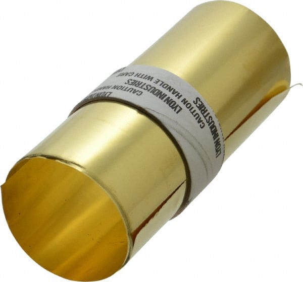 Made in USA - 5 Ft. Long x 6 Inch Wide x 0.0015 Inch Thick, Roll Shim Stock - Brass - Exact Tooling