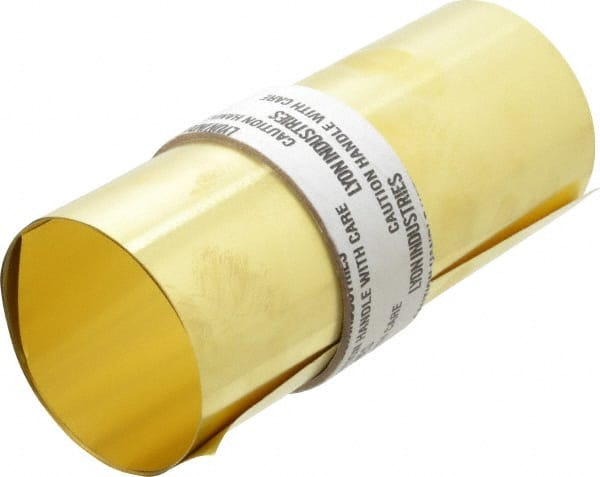 Made in USA - 5 Ft. Long x 6 Inch Wide x 0.002 Inch Thick, Roll Shim Stock - Brass - Exact Tooling