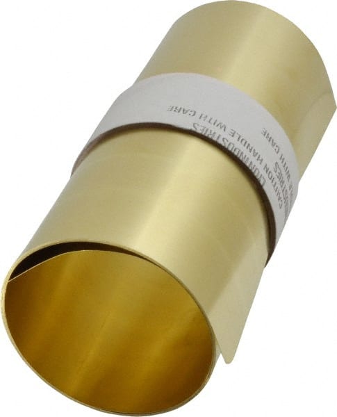 Made in USA - 5 Ft. Long x 6 Inch Wide x 0.006 Inch Thick, Roll Shim Stock - Brass - Exact Tooling