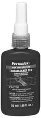 Permatex - 50 mL Bottle, Red, High Strength Liquid Threadlocker - Series 272, 24 hr Full Cure Time, Hand Tool, Heat Removal - Exact Tooling
