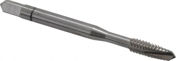 Balax - #10-24 UNC, 3 Flute, Bright Finish, Powdered Metal Spiral Point Tap - Plug Chamfer, Right Hand Thread, 2-3/8" OAL, 0.64" Thread Length, 0.194" Shank Diam, Series BX100 - Exact Tooling