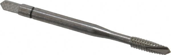 Balax - #6-32 UNC, 3 Flute, Bright Finish, Powdered Metal Spiral Point Tap - Plug Chamfer, Right Hand Thread, 2" OAL, 0.48" Thread Length, 0.141" Shank Diam, Series BX100 - Exact Tooling