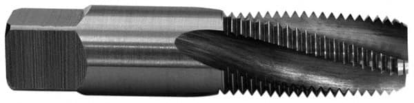 Balax - 1/16-27 NPTF, 15° Helix, 4 Flutes, Bottoming Chamfer, Bright Finish, Cobalt, Spiral Flute Pipe Tap - Right Hand Flute, 5/16" Shank Diam, 11/16" Thread Length, 0.222-0.259" Projection, 3/8" Square Size, - Exact Tooling