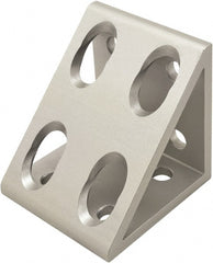 80/20 Inc. - 50mm Wide, Open Shelving 8 Hole Inside Corner Gusset - Aluminum, Clear Anodized Finish, 47mm Long, Use with 25 Series & Bolt Kit 75-3404 - Exact Tooling