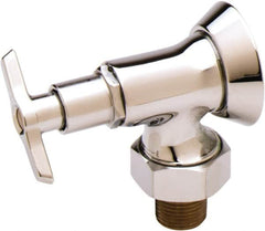 T&S Brass - Flange 1/2 Inlet, 125 Max psi, Chrome Plated, Chrome Plated Loose Key Stop - 1/2 NPT Outlet, Angle, Chrome Handle - Exact Tooling