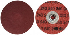 Merit Abrasives - 3" Disc Diam, 240 Grit, Aluminum Oxide Quick Change Disc - Type S Attaching System, Coated, Brown, 20,000 RPM, ALO Series - Exact Tooling