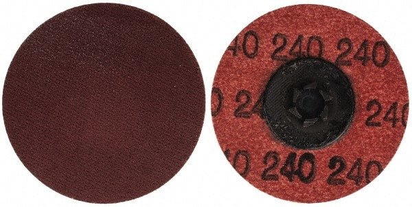 Merit Abrasives - 2" Disc Diam, 240 Grit, Aluminum Oxide Quick Change Disc - Type P Attaching System, Coated, Brown, 30,000 RPM, ALO Series - Exact Tooling