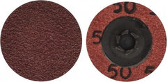 Merit Abrasives - 1-1/2" Disc Diam, 50 Grit, Aluminum Oxide Quick Change Disc - Type P Attaching System, Coated, Brown, 30,000 RPM, ALO Series - Exact Tooling
