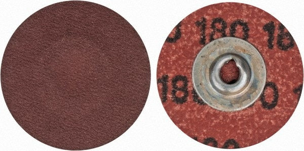 Merit Abrasives - 1-1/2" Disc Diam, 180 Grit, Aluminum Oxide Quick Change Disc - Type S Attaching System, Coated, Brown, 30,000 RPM, ALO Series - Exact Tooling