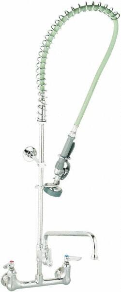 T&S Brass - Riser with Spring Guide, 2 Way Design, Wall Mount, Pre Rinse Faucet Assembly - Lever Handle - Exact Tooling