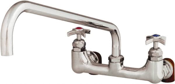 T&S Brass - Straight Spout, 2 Way Design, Wall Mount, Industrial Sink Faucet - 18 Inch Spout, 4 Spoke Handle - Exact Tooling