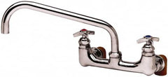 T&S Brass - Straight Spout, 2 Way Design, Wall Mount, Industrial Sink Faucet - 12 Inch Spout, 4 Spoke Handle - Exact Tooling