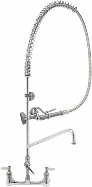 T&S Brass - Riser with Spring Guide, 2 Way Design, Wall Mount, Wall Pre Rinse Faucet Assembly - Lever Handle - Exact Tooling