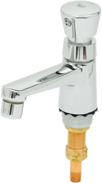 T&S Brass - Push Button Handle, Deck Mounted Bathroom Faucet - Metering Faucet, No Drain, Standard Spout - Exact Tooling