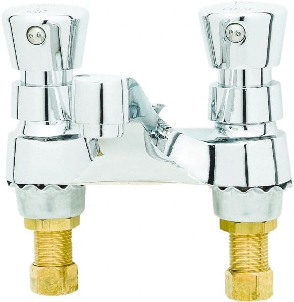 T&S Brass - Push Button Handle, Deck Mounted Bathroom Faucet - Slow Self-Closing Lavatory Faucet, No Drain, Standard Spout - Exact Tooling