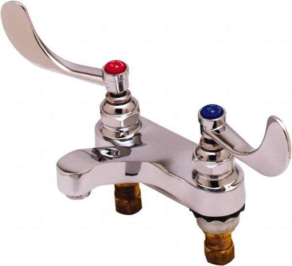 T&S Brass - Faucet Mount, Deck Mount Faucet without Spray - Two Handle, Wrist Blade Handle, Cast Basin Spout, No Drain - Exact Tooling