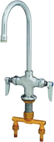 T&S Brass - Faucet Mount, Deck Mounted Single Hole Faucet without Spray - Rigid Base Faucet, Lever Handle, Gooseneck Spout, No Drain - Exact Tooling